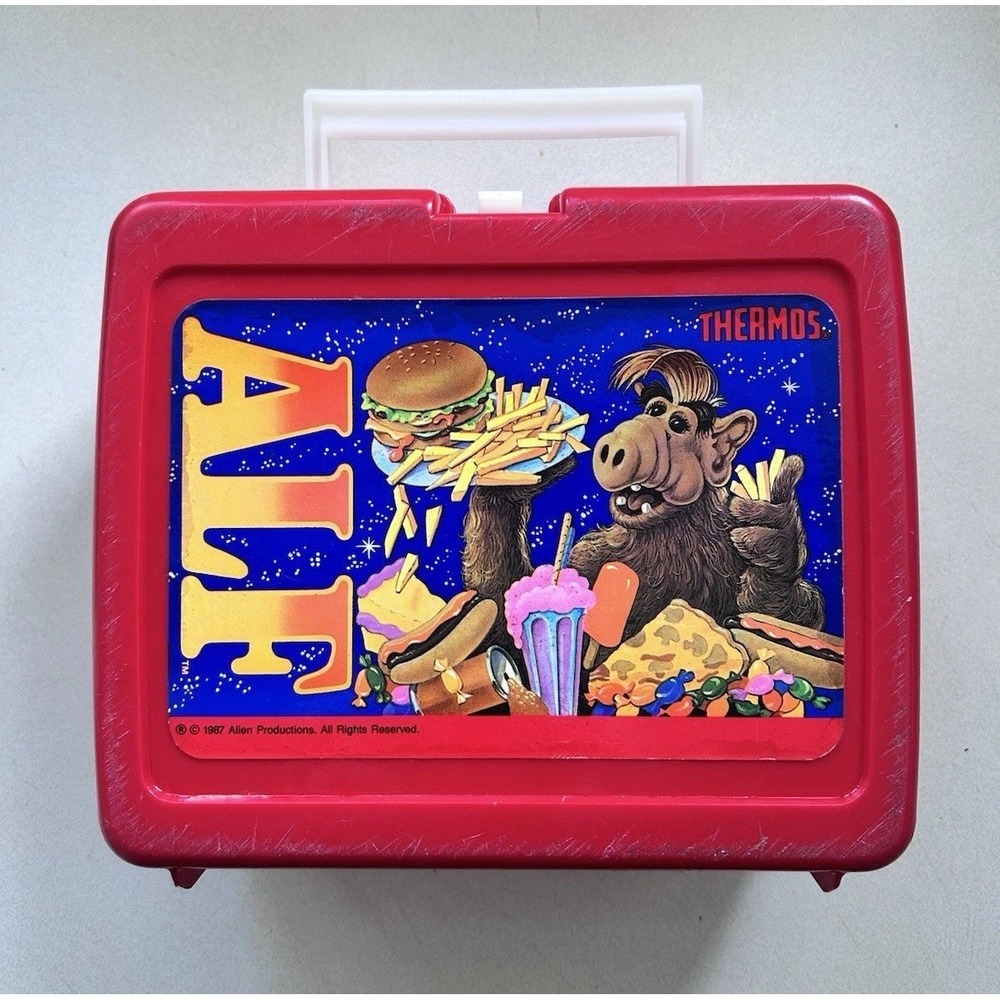 Vintage 1987 ALF Plastic Red Lunchbox Melmac TV Alien Productions  **No Thermos*